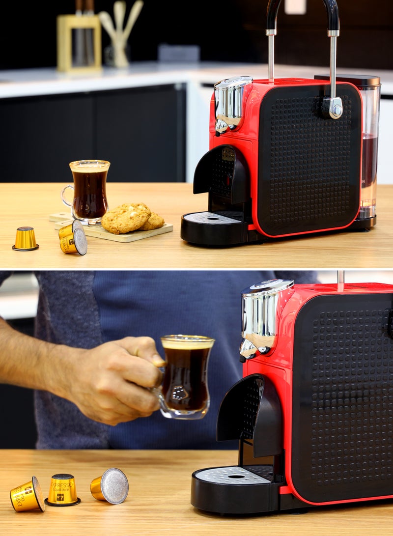 GEEPAS - Capsule Coffee Machine | Single Serve Coffee Brewer with Single-Cup | Quick Brew Technology, Programmable Features, One Touch Function | 2 Years Warranty 0.6 L 1145 W GCM41509 Red/Black - Image 1