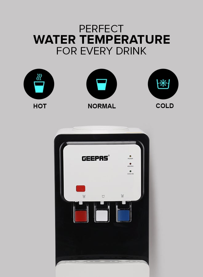 GEEPAS Hot and Cold Top Loded Water Dispenser| Stainless Steel Water Tank with Fast Cooling and 2 Taps, Hot and Cold| Low Noise and Environment Friendly, Perfect for Home, Shopping Malls, and Office GWD17019 white  - Image 2