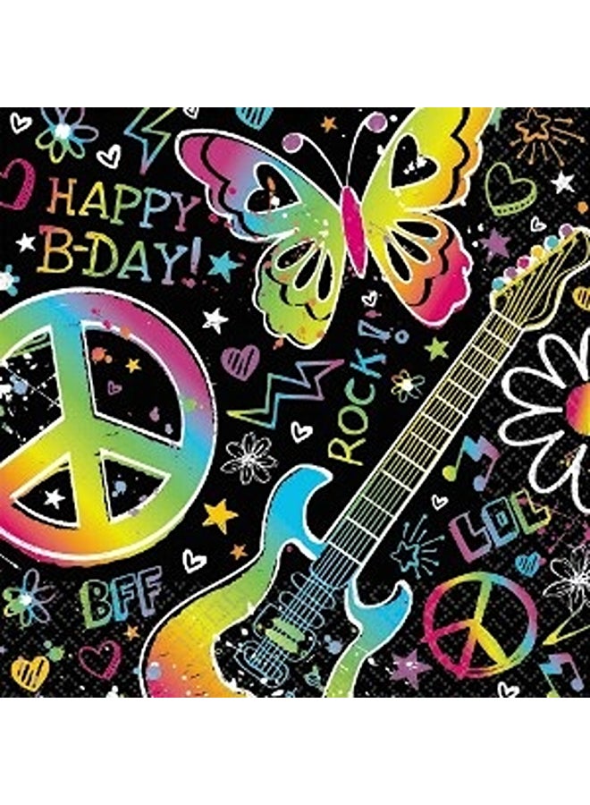 Amscan Neon Doodle Lunch Tissues 16Pcs 