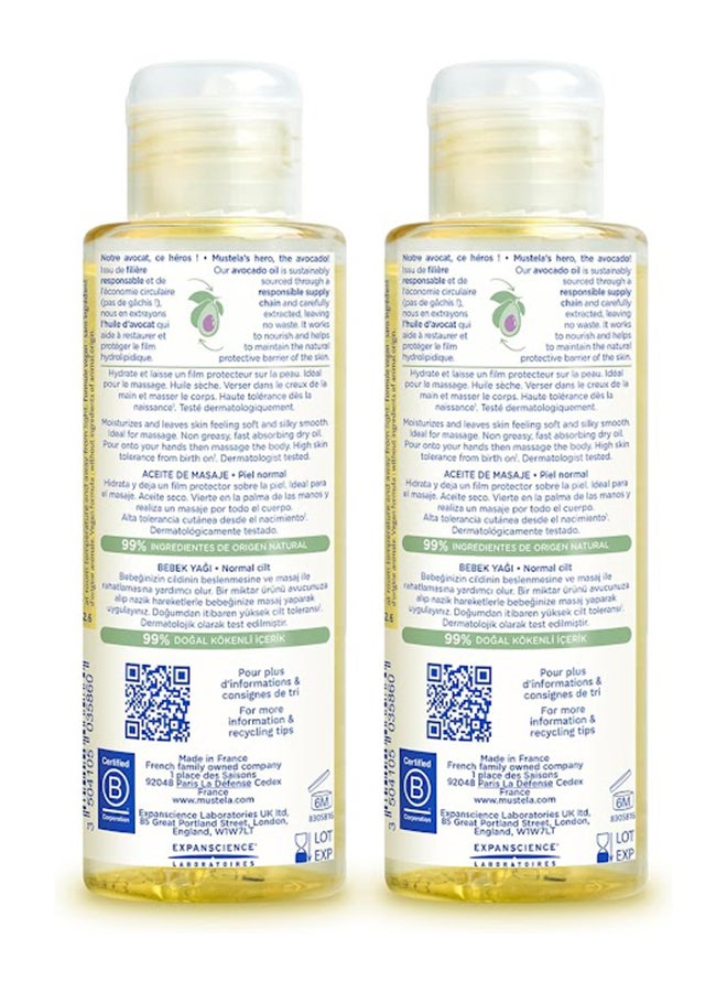 Mustela Baby Massage Oil with Avocado Oil, Pack Of 2, 100ml+100ml  - Image 2