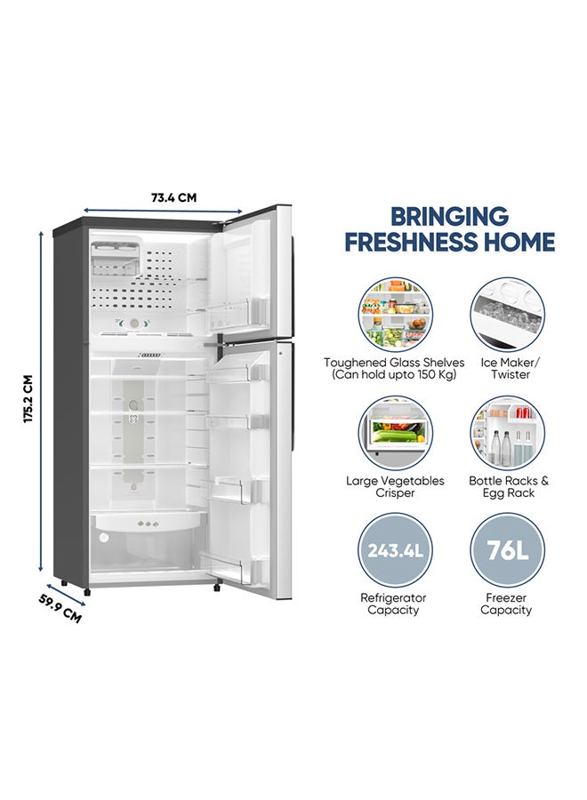 NIKAI - 500L Gross / 319L Net, Double Door Refrigerator, No Frost Top Mount Fridge, R600A Power Saving, CFC Free, Best For Home And Office, 10 Years Inverter Compressor Warranty, St Steel Finish, Made In India 404.42 kW NRF500FSS Grey - Image 1