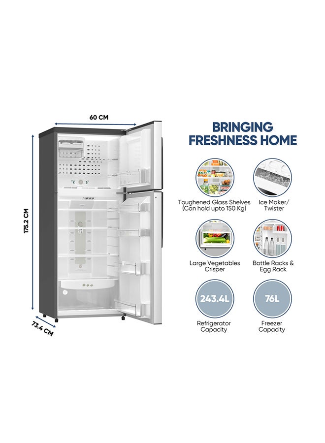 NIKAI 500L Gross / 319L Net, Double Door Refrigerator, No Frost Top Mount Fridge, R600A Power Saving, CFC Free, Best For Home And Office, 10 Years Inverter Compressor Warranty, St Steel Finish, Made In India 404.42 kW NRF500FSS Grey  - Image 4