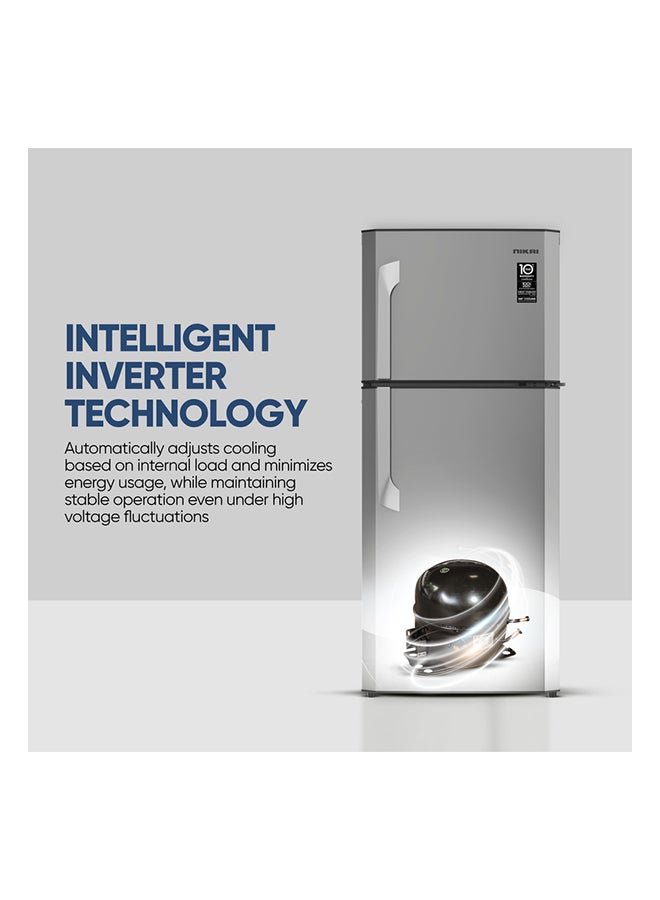 NIKAI - 300L Gross / 223L Net, Double Door Refrigerator And Top Mount Frost Free Freezer, Toughened Glass Shelves, CFC Free Best For Home, Office And Restaurant, 10 Year Compressor Warranty, Made In India 398.95 kW NRF300FSS Grey - Image 1
