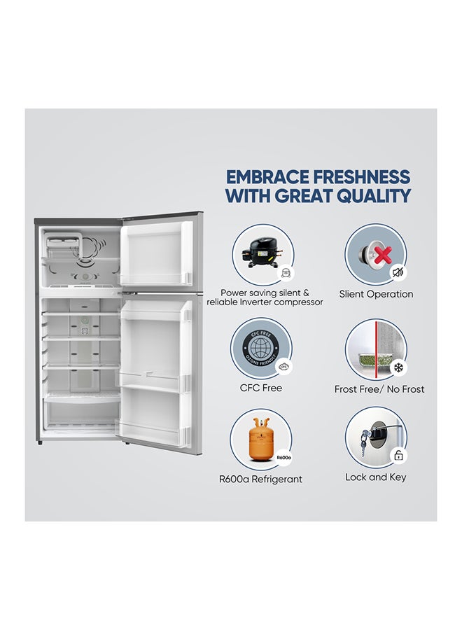 NIKAI - 300L Gross / 223L Net, Double Door Refrigerator And Top Mount Frost Free Freezer, Toughened Glass Shelves, CFC Free Best For Home, Office And Restaurant, 10 Year Compressor Warranty, Made In India 398.95 kW NRF300FSS Grey - Image 1