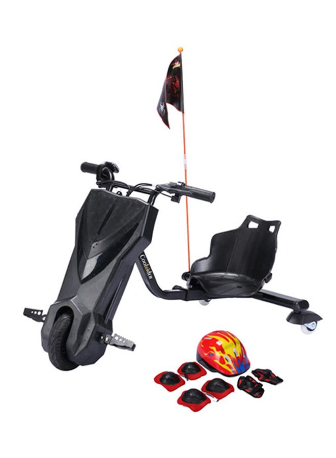 Drifting Electric Scooter In Black With Led Lights And Comfortable Seat Black 94x64x60cm - Image 2