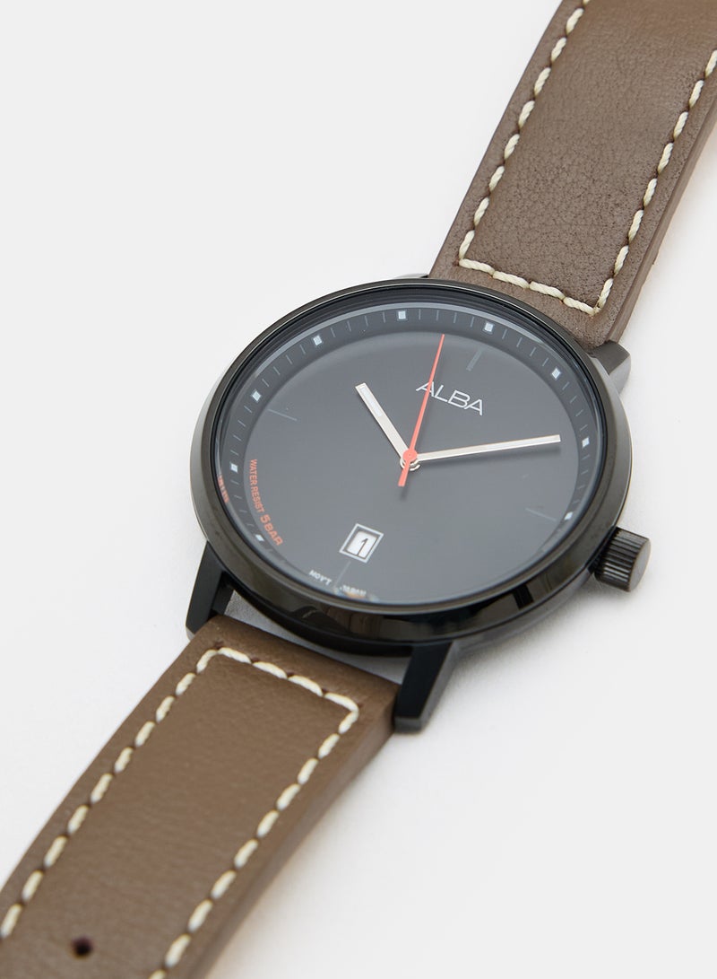 Alba - Men's Rest Watch Water Resistant Leather Analog AS9F43X - Image 1