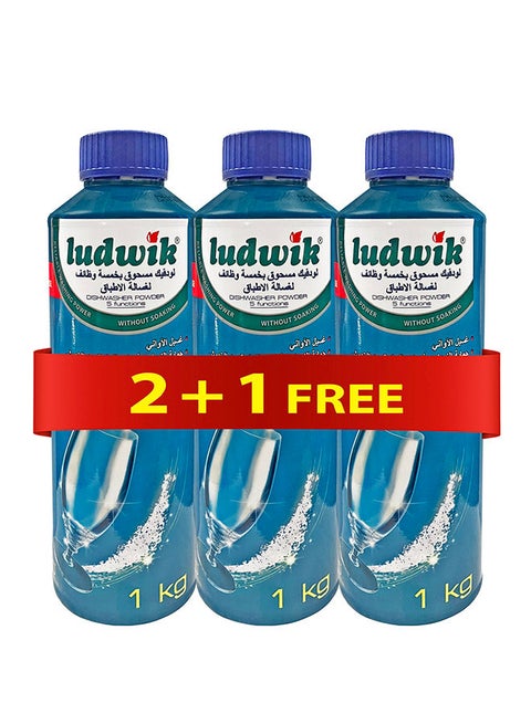3 Pcs Dishwasher Powder Free Blue 3kg
