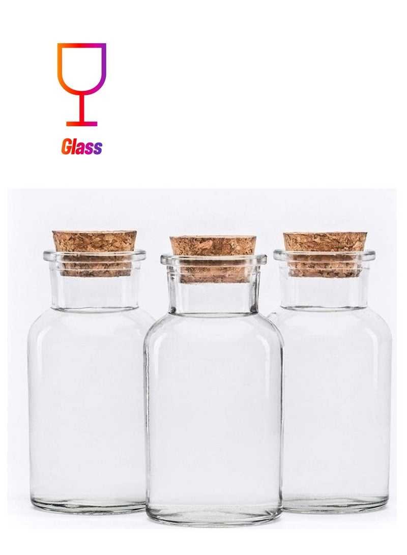 XiuWoo 3-Piece Glass Container with Cork Lid Clear 250 x 3ml - Image 1