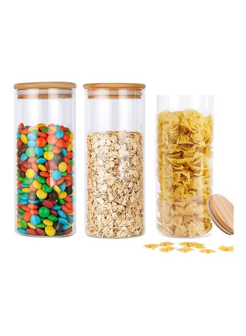 3-Piece Glass Jars Clear/Brown 950 x 3ml