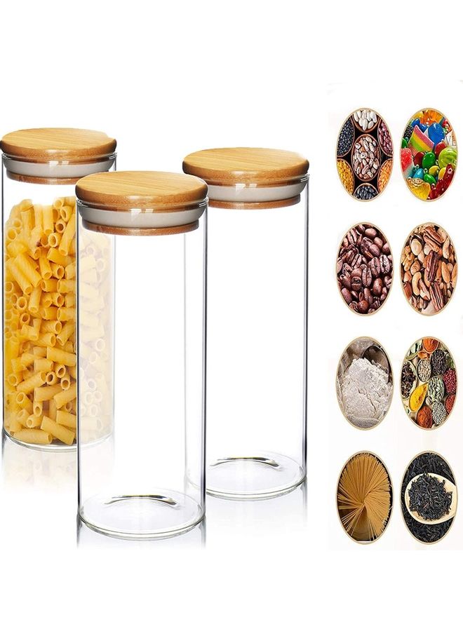 شو وو مجموعة برطمانات زجاجية من 3 قطع شفاف/بني 950 x 3ملليلتر - Image 2