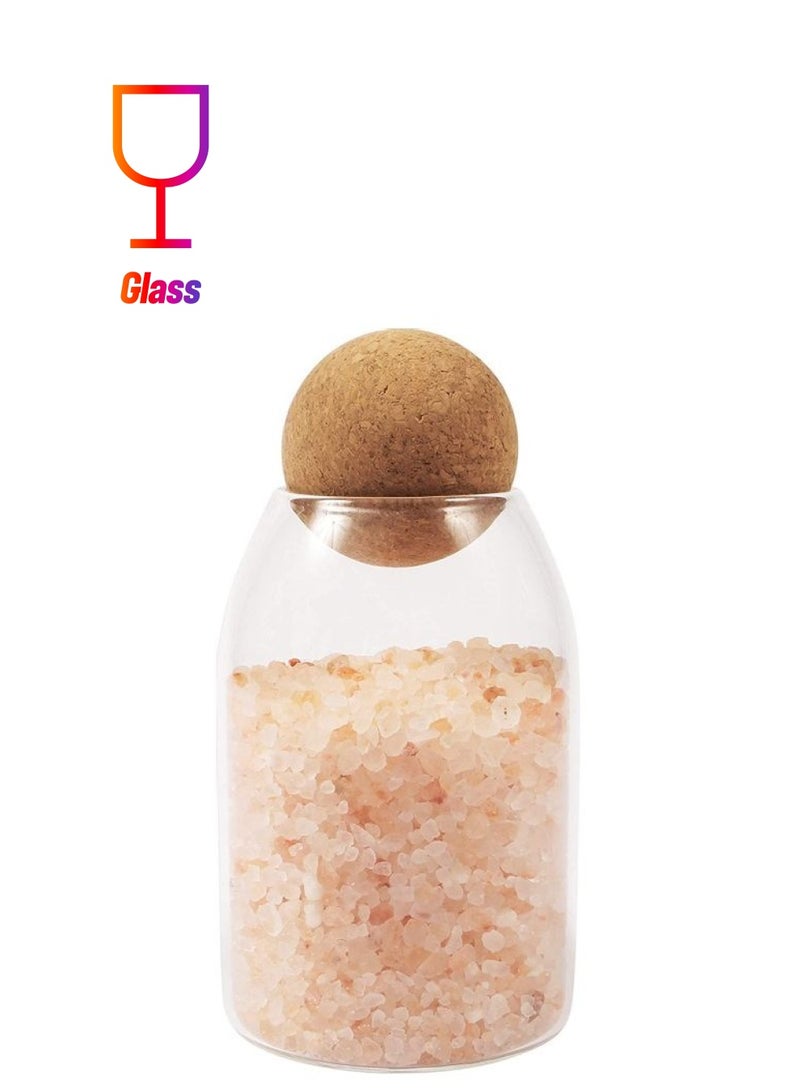 XiuWoo Glass Storage Jar with Cork Ball Clear/Brown 800ml - Image 1
