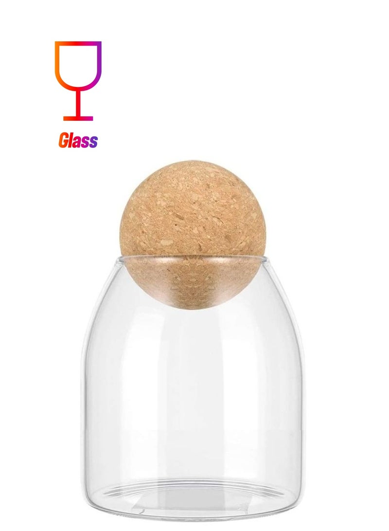 XiuWoo Storage Jar With Wood Lid Ball Clear 9.5 x 5.5 x 10.5cm - Image 1