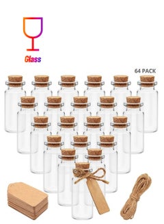 64-Piece Cork Stopper Glass Bottles Clear 10ml