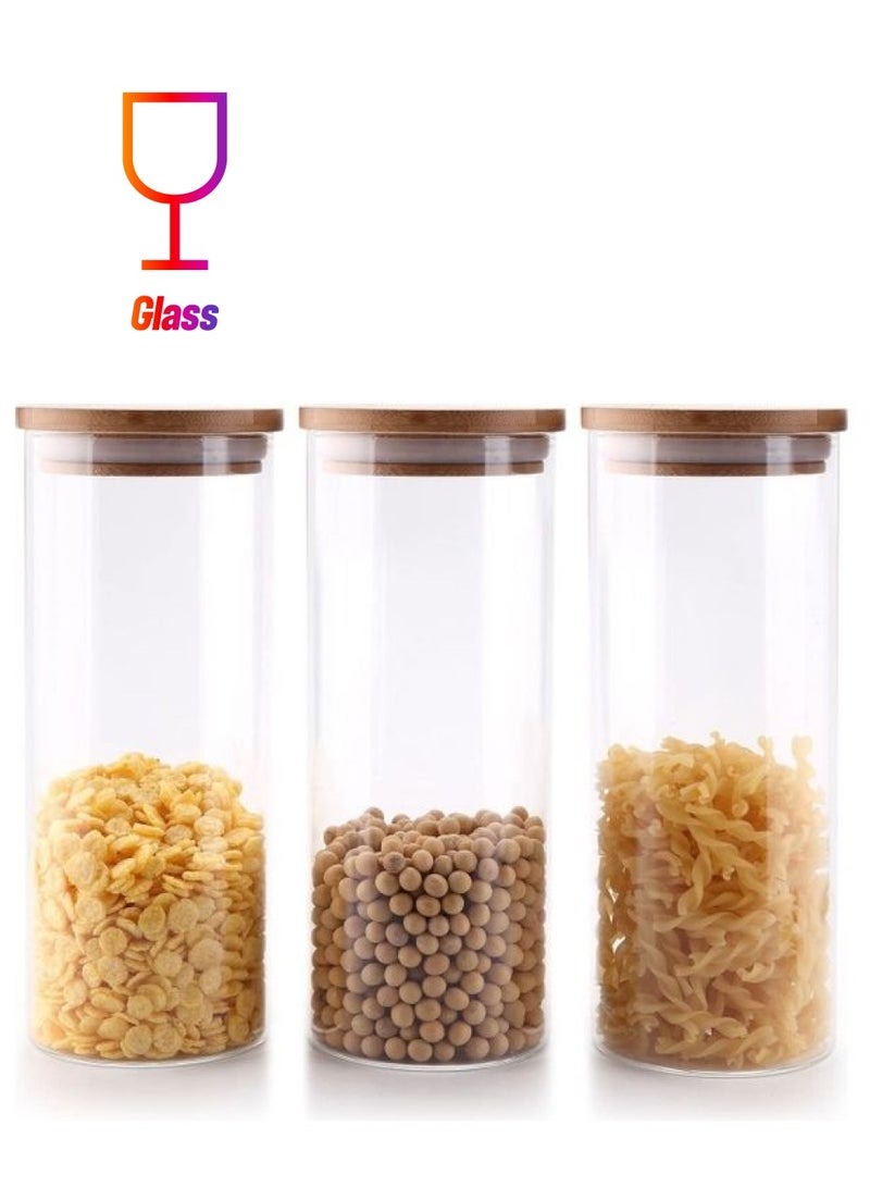 XiuWoo 3-Piece Food Storage Glass Jar Clear 900ml  - Image 1