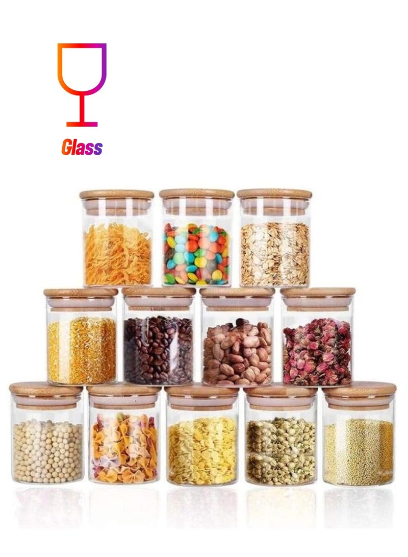 شو وو طقم مرطبانات زجاجية صغيرة لتخزين التوابل مكون من 12 قطعة شفاف 250ملليلتر - Image 1