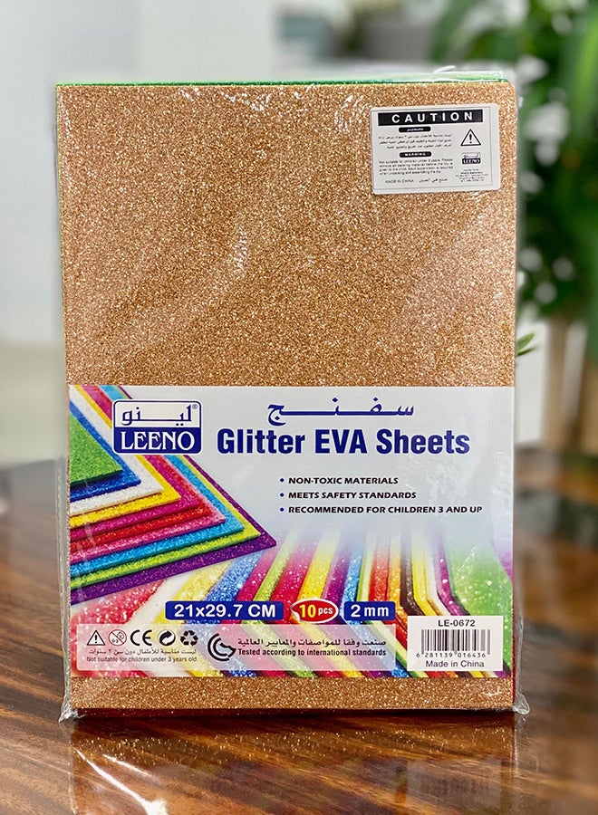 لينو مجموعة أوراق لامعة من إسفنج EVA مقاس A4 مكونة من 10 قطع متعدد الألوان - Image 3