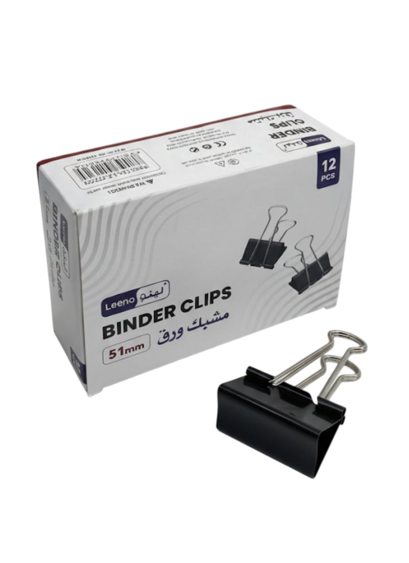 لينو مشبك ورق 12 قطعة51 مم أسود