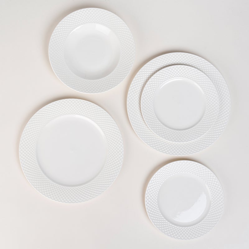 لا ميسا طقم عشاء بورسلان من لا ميسا باللون الأبيض 18 قطعة أبيض 29x29x21.5سم - Image 1