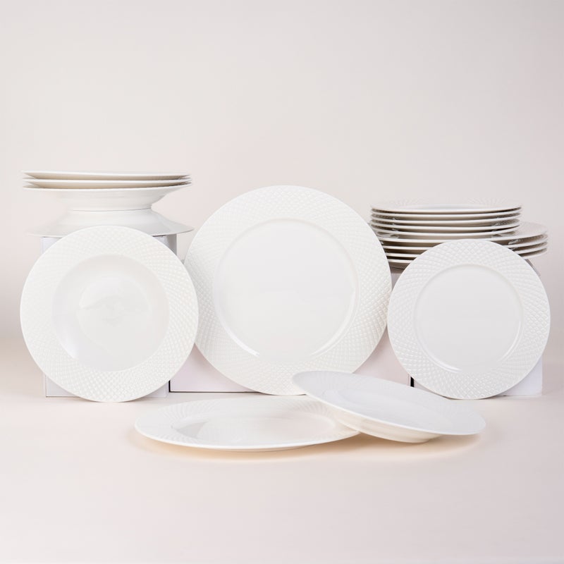 لا ميسا طقم عشاء بورسلان من لا ميسا باللون الأبيض 18 قطعة أبيض 29x29x21.5سم - Image 5