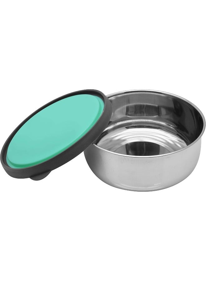 راج وعاء تخزين من الستانلس ستيل مع غطاء فضي / أخضر 14x6.2x14سم - Image 2