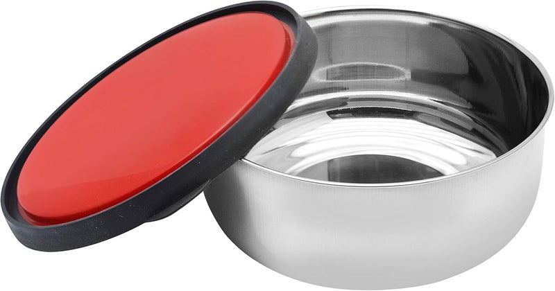راج وعاء تخزين من الستانلس ستيل مع غطاء فضي / أحمر 16x7.2x16سم - Image 2