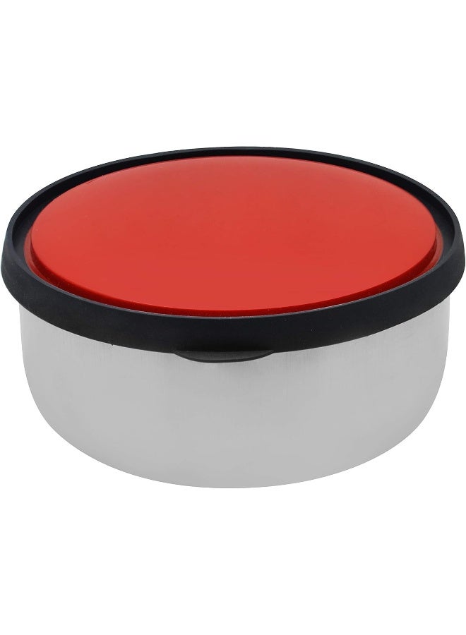 راج وعاء تخزين من الستانلس ستيل مع غطاء فضي / أحمر 16x7.2x16سم - Image 3
