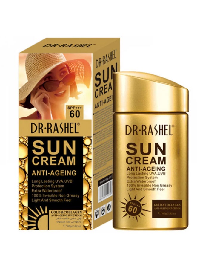 دكتور راشيل واقي شمس مقاوم لعلامات التقدم بالعمر بعامل حماية من الشمس SPF60 ذهبي 80جرام - Image 1