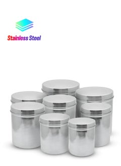 RAJ 8-Piece Stainless Steel Storage Container With Lids Silver 10x17cm  - Image 1