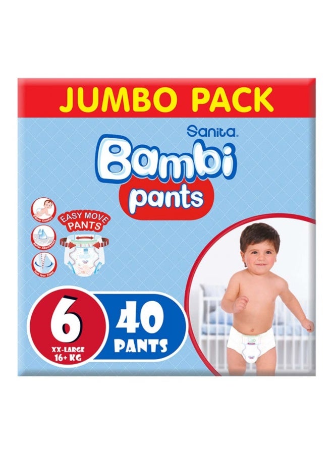 Sanita Bambi Sanita Pants Baby Diapers, Size 6, 16+ Kg, Jumbo Pack, 40 Pants  - Image 1