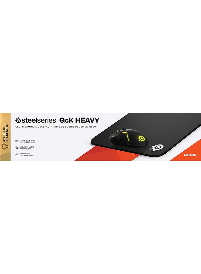 steelseries - SteelSeries QcK Heavy Cloth Gaming Mouse Pad - Extra Thick Non-Slip Base - Micro-Woven Surface - Optimized For Gaming Sensors - Size M- Black - Image 1