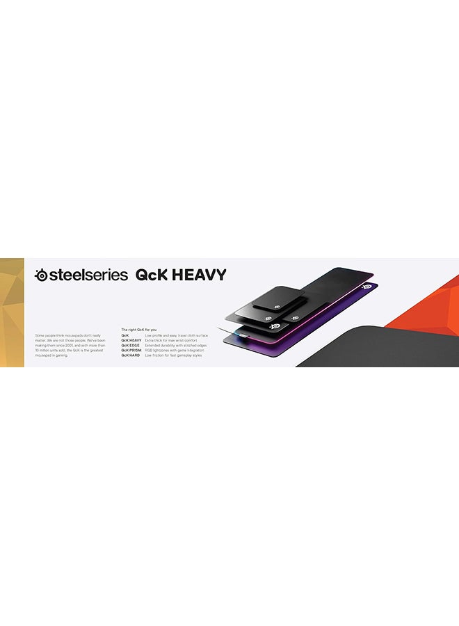 steelseries - SteelSeries QcK Heavy Cloth Gaming Mouse Pad - Extra Thick Non-Slip Base - Micro-Woven Surface - Optimized For Gaming Sensors - Size M- Black - Image 1