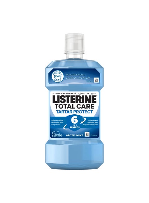 Total Care, Tartar Protect, 6 Benefit Fluoride Mouthwash, For Naturally White Teeth, Arctic Mint - 250ml