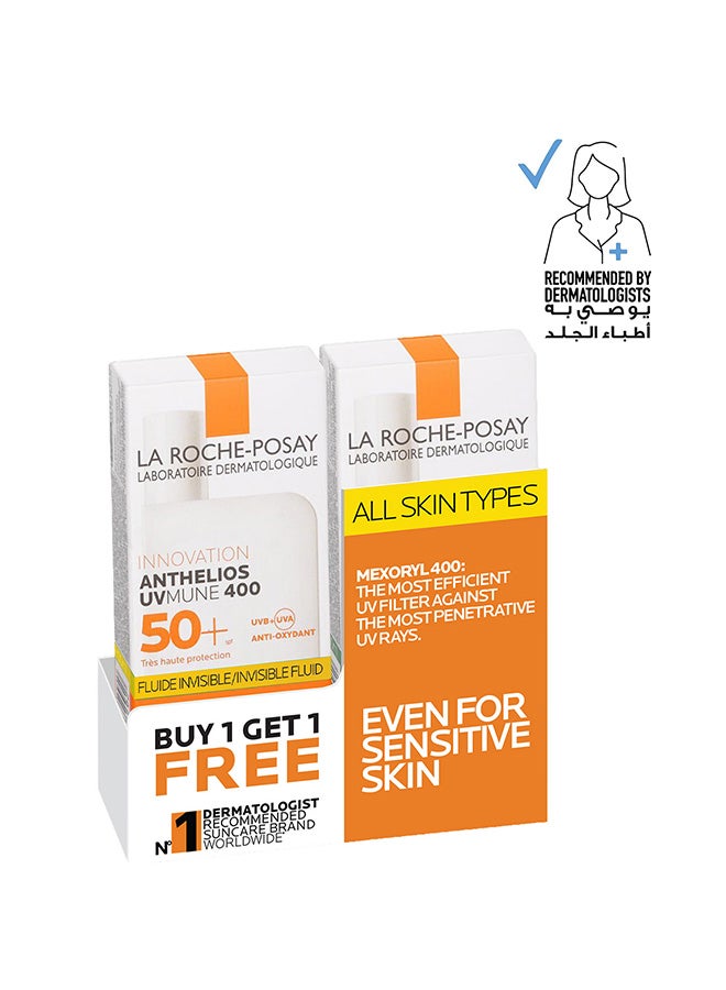 La Roche-Posay Anthelios Facial Sunscreen Invisible Fluid Duo SPF50 1+1 PROMO PACK 50ml - Image 1