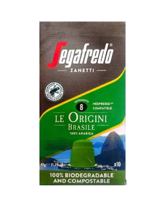 Segafredo Nespresso Compatible And Compostable Capsules Le Origini Brasile 51grams  - Image 1