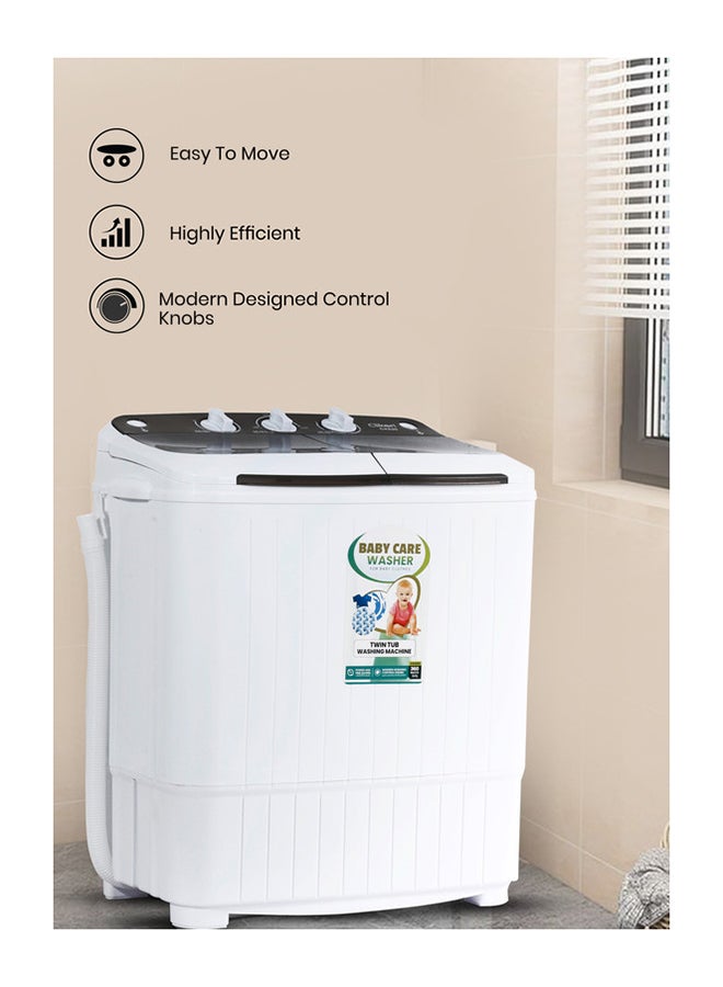 Clikon Semi Automatic Mini Washing Machine| 3.5Kg |2 IN 1 Mini Compact Twin Tub Washing Machine| Washer & Spinner Combo With Timer CK620 White - Image 2