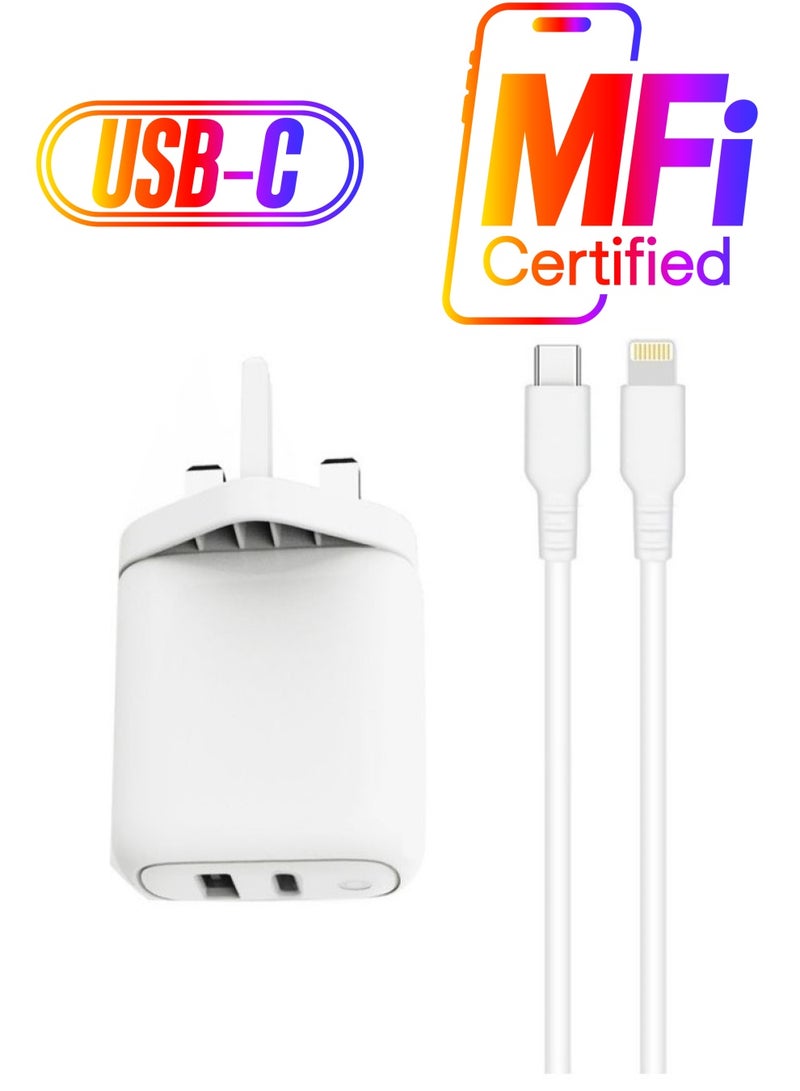 Trands Type-C To Lightning Cable 3.0 Charger White - Image 1