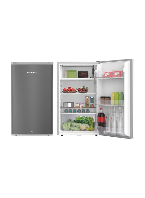 130L Gross / 90L Net, Single Door Mini Refrigerator, Chiller And Veg. Compartment, 2 Glass Shelves And Bottle Storage Racks, Compact Small Size Beverage Fridge, Child Lock, Best For Home, Office, Bedroom 130 L 281 kW NRF130SS1 Grey