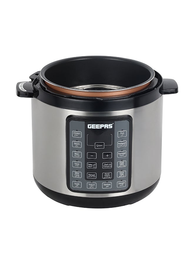 GEEPAS - 6 L Digital Multi Cooker 1000 W, Led Display, 14 One Touch Operation, Stainless Steamer Steamer, Faster Cooking And Energy Efficient, Perfect For Preparing Meat, Rice, Vegetable, Steaming, Etc. 2 Years Warranty Gmc5326 Black 6Liters - Image 1