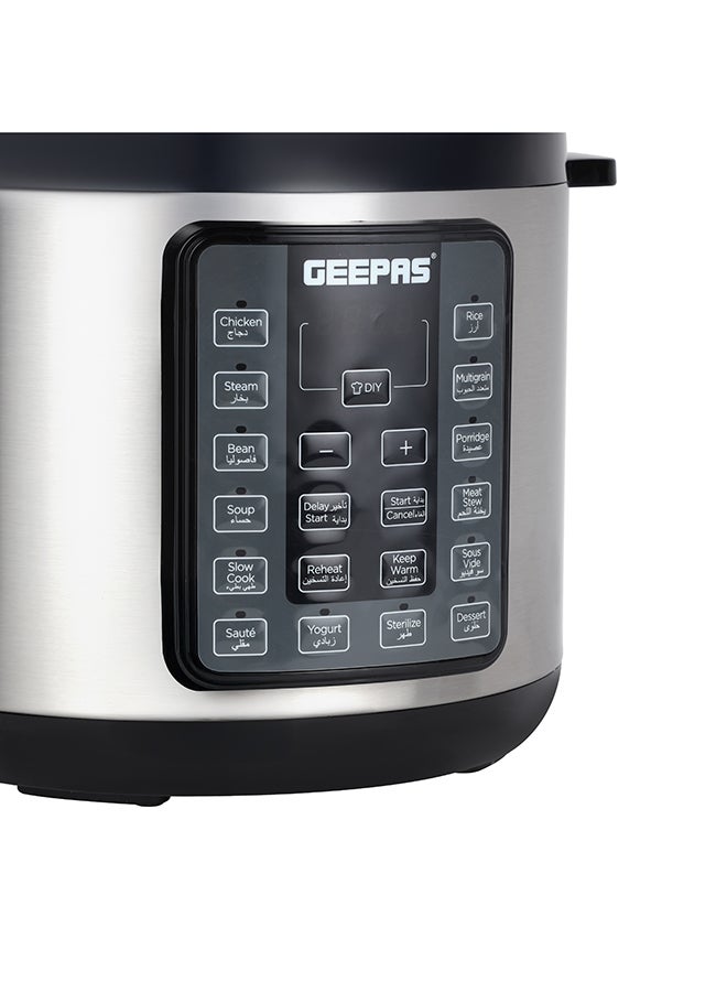 GEEPAS - 6 L Digital Multi Cooker 1000 W, Led Display, 14 One Touch Operation, Stainless Steamer Steamer, Faster Cooking And Energy Efficient, Perfect For Preparing Meat, Rice, Vegetable, Steaming, Etc. 2 Years Warranty Gmc5326 Black 6Liters - Image 1