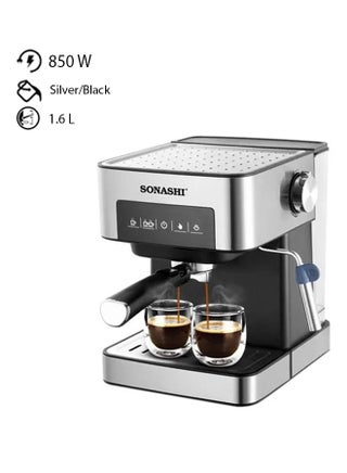 All in One - Countertop Coffee Maker with Touch Control Panel - Prepares 2 Cups at a time | 1.6L Detachable Water Tank with Ulka Italy Pump 1.6 L 850 W SCM-4964 Silver/Black - pnsku/N44697047A/45/_/1705847869/c43f4295-09cc-4729-9e1d-fa069d156d3a