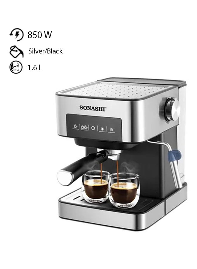 سوناشي ماكينة صنع القهوة الرقمية  15 بار  مع لوحة تحكم تعمل باللمس 1.6 L 850 W SCM-4964 فضي/أسود  - Image 1