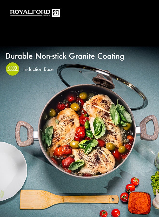 Royalford Smart Granite Series Casserole Forged Aluminium Durable Granite Coating 22Cm 22X9.5Cm Multicolor Multicolor 22Cmcm - Image 4