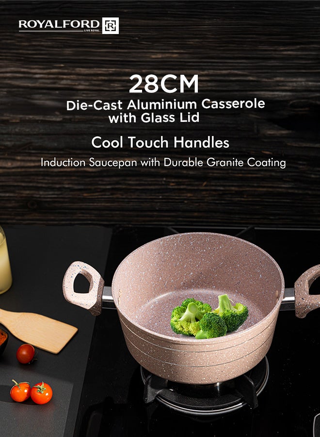 Royalford Smart Granite Series Casserole Forged Aluminium Durable Granite Coating 22Cm 22X9.5Cm Multicolor Multicolor 22Cmcm - Image 2