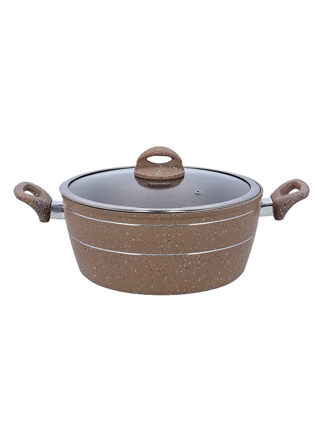 Royalford - Sturdy And Durable Unique Designed Easy To Handle 5 Layer Construction Non-Stick Coating Granite Smart Casserole With Lid Brown 32cm - Image 1