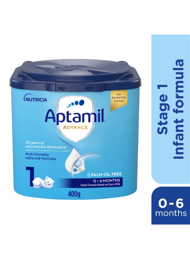 Aptamil - Advance 1 Infant Milk Formula Palm Oil Free 0-6 Months 400grams - Image 1