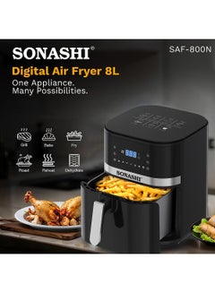 SONASHI 8L Digital Air Fryer With Temperature Control | Non-Stick Basket With Overheat Protection | Digital Display With Auto Shut-Off Function | Healthy Cooking With Perfect Air Fryer 8 L 1800 W SAF-800N Black 8 L 1700 W SAF-800 Black  - Image 4