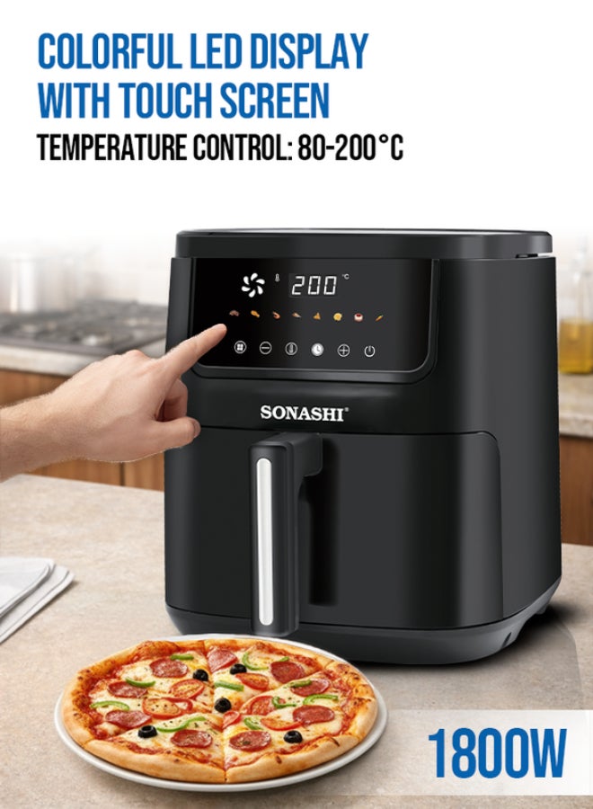 سوناشي مقلاة هوائية رقمية 8 L 1800 W SAF-800N أسود - Image 2