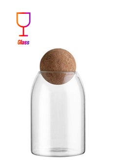 Lushh Food Storage Jar With Round Ball Cork Lid Clear 750ml  - Image 1