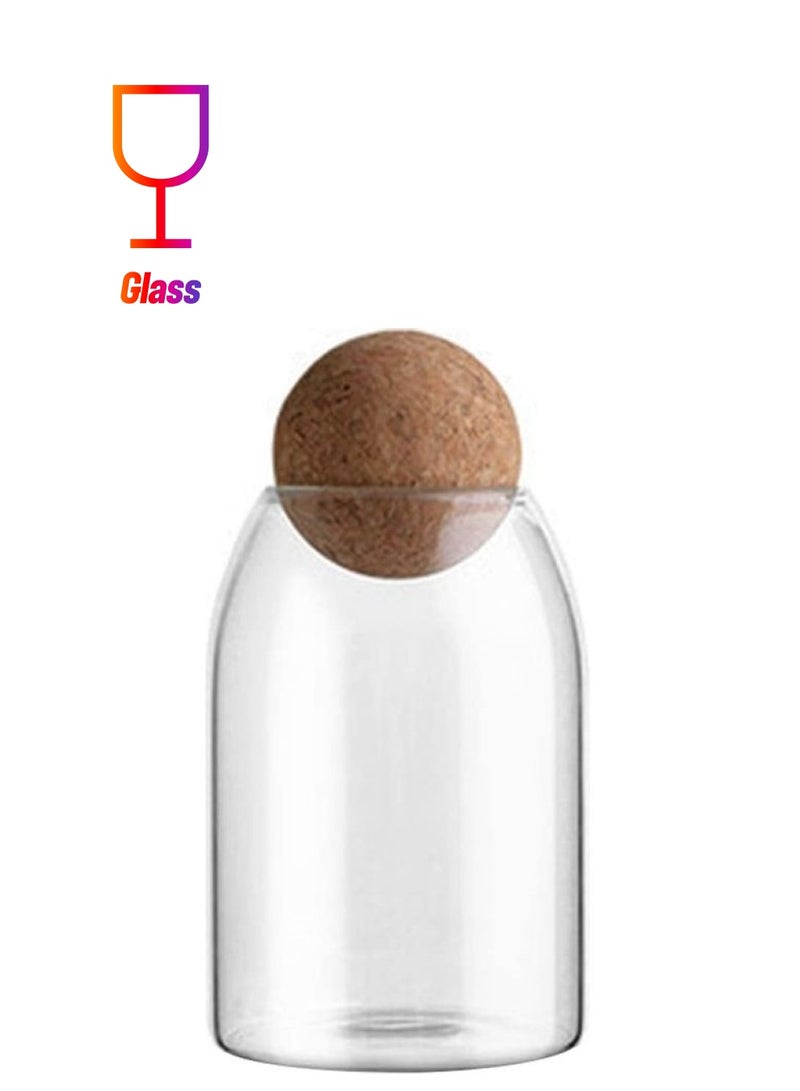Lushh Food Storage Jar With Round Ball Cork Lid Clear 750ml - Image 1