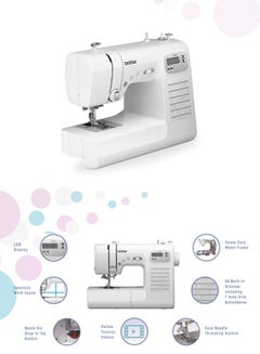 brother Computerized Electric Sewing Machine With Heavy Duty Metal Frame For Improved Durability And Reduced Vibration And More Accurate Needle Positioning | Easy Needle Threading System And Lcd Display With Easy Stitch Selector | Powerful Motor And Built-In Needle Threader | Speed Controller Ideal For Fast Stitching And Durable Performanc | Made In Vietnam FS60X White  - Image 4